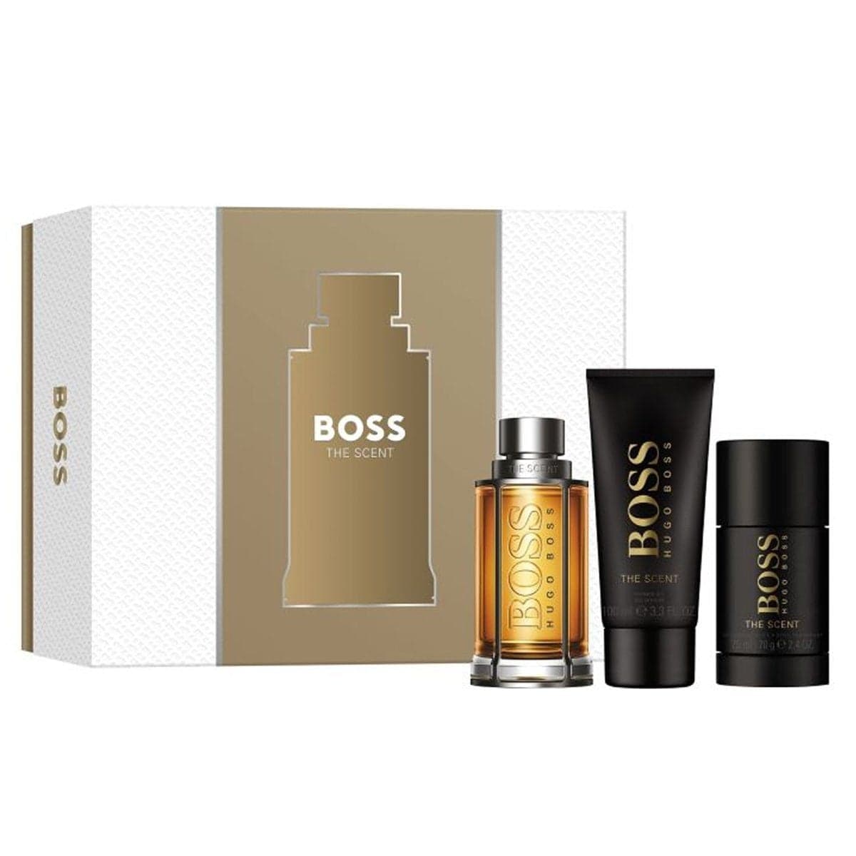 Gift Set Hugo Boss The Scent 3pcs (EDT 100ml, Deodorant Stick 75ml, Shower Gel 100ml )